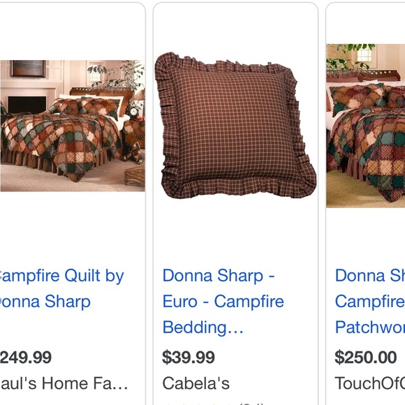 RUSTIC PRIMITIVE LODGE CAMPFIRE QUILTED COLLECTION FROM DONNA SHARP Euro Sham - Picture 2 of 7